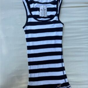 Y2K Hollister Navy and White Striped Tank